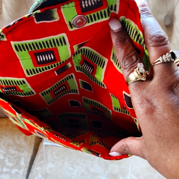 African Vibrant Orange and Green Geometric Clutch Made In Kenya - Picture 2 of 4